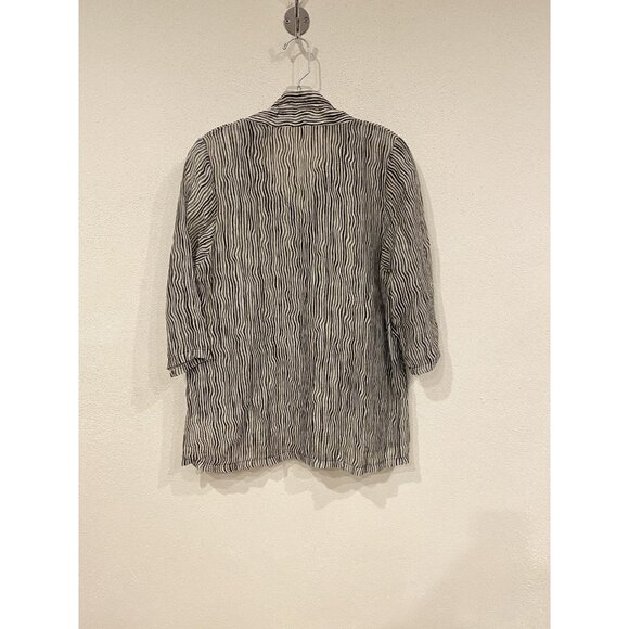 Terra Shirt Womens Small Black White Striped Button Up Lightweight Tencel Rayon - Picture 7 of 7